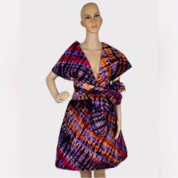 Purple Tie Dye Multicolor Handmade Infinity Midi Dress - Picture 1 of 12